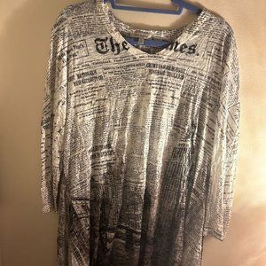 Oversized News Print Tunic